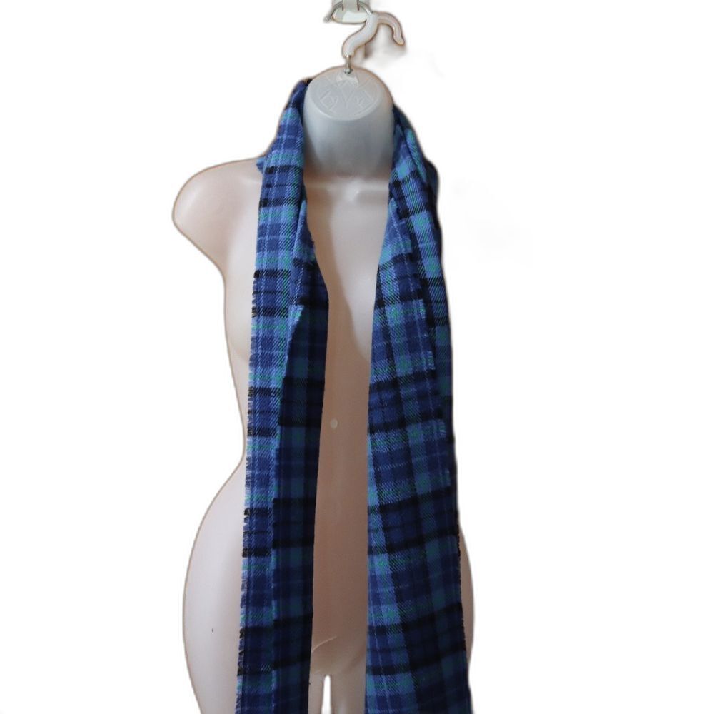 Blue and Black Plaid Scarf